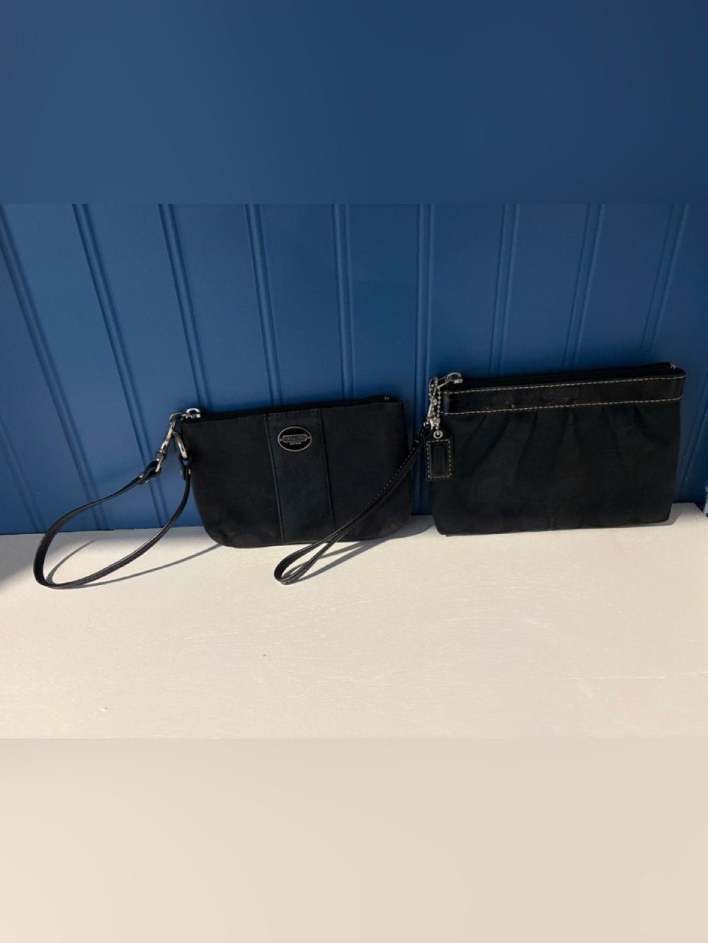 Coach Black Signature Canvas Wristlet Duo with Detachable Strap